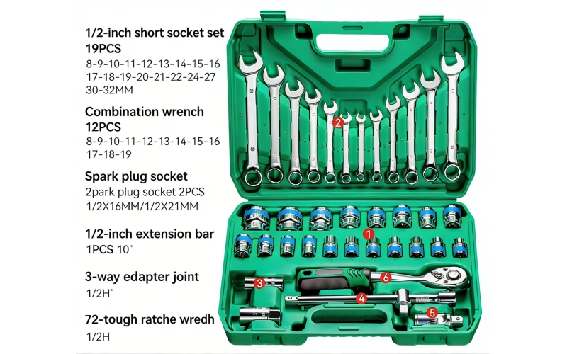37 PCs Set blue Ribbon 72 tooth Socket