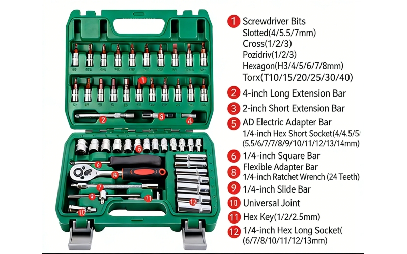 53pcs Set 24 tooth Straight Handle