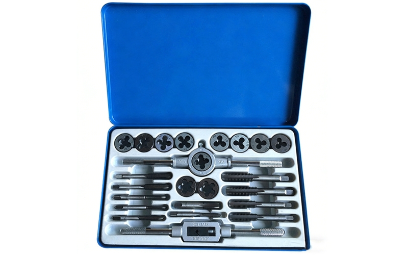 24pcs dies and taps Set Steel Box M5-M12